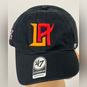 XFL LosAngeles WildCats Black Baseball Hat Red &Orange Embroidered Insig…